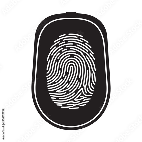 Black fingerprint icon on white background biometric identification