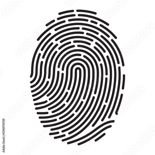 Black fingerprint pattern on white background biometric identification