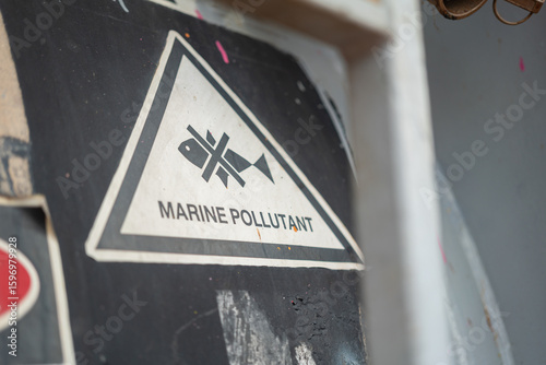 Tableau sur toile "Marine pollutant" environmental impact warning sign that show on the chemical storage tank, safety sign for transportation industrial