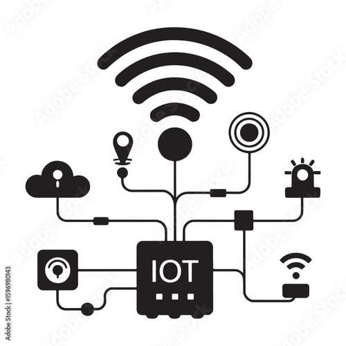 Internet of Things network diagram with connected devices vector