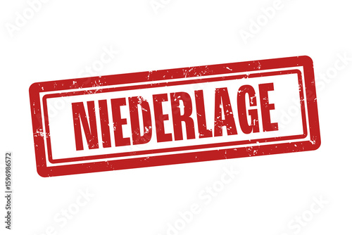 фотографія Niederlage (defeat) - A red stamp, isolated on white background.
