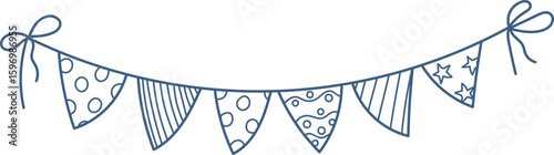 Party Flags Ribbon Doodle