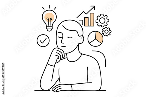 Linear thinking illustration of business strategy and innovation concepts