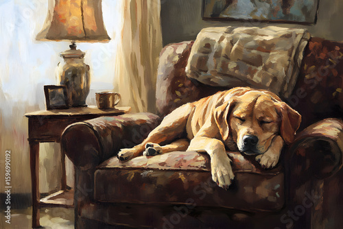 Wallpaper Mural a dog is laying on a chair in a room Torontodigital.ca