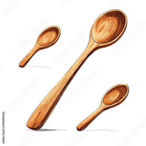 Wooden spoon illustration flat vector design