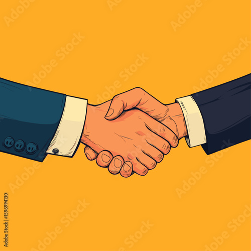 Close up hand shake illustration flat vector design