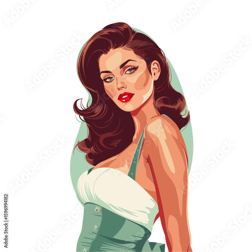 Pin up lady illustration flat vector design