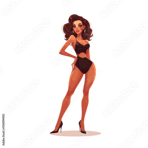 Pin up lady illustration flat vector design
