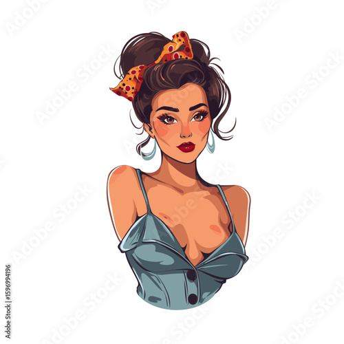 Pin up lady illustration flat vector design