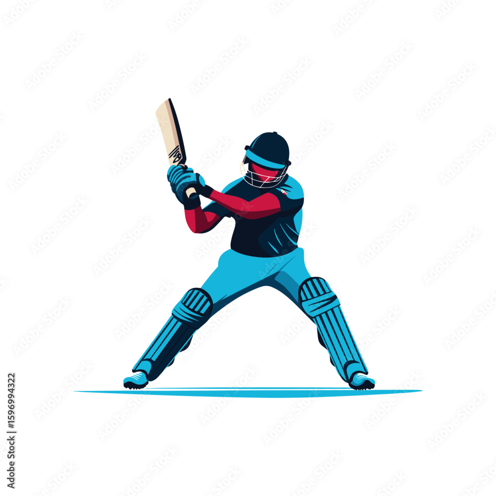 Obraz premium Cricket player illustration flat vector design