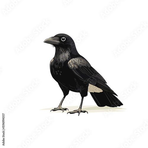 Black crow illustration flat vector design
