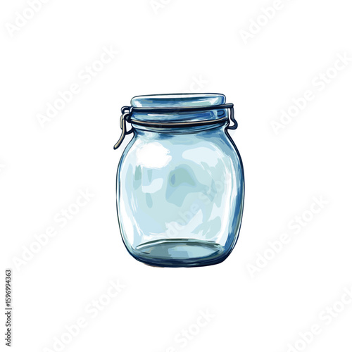 Blue glass jar illustration flat vector design