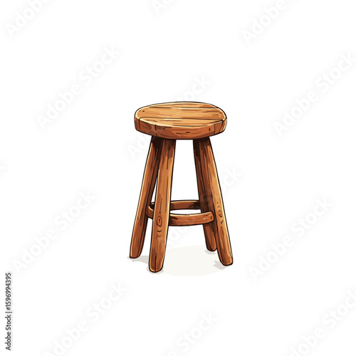 Wooden bar stool illustration flat vector design