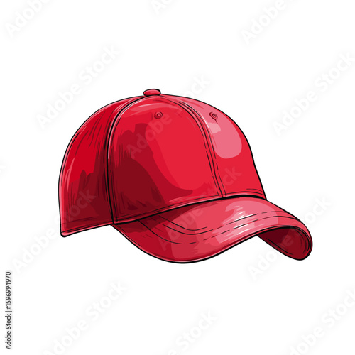 Red baseball hat illustration flat vector design