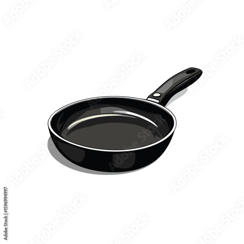 Black cooking pan illustration flat vector design