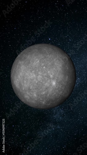 Ultra-realistic 4K Moon rotating in space, seamless vertical loop