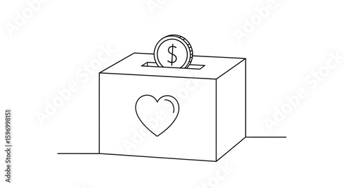 Minimalist Vector SVG Icon of Heart and Coin in Flat Style for Web and Mobile Applications