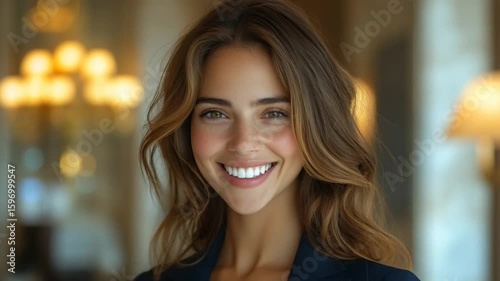 Wallpaper Mural smiling woman 4k video looking to camera  Torontodigital.ca