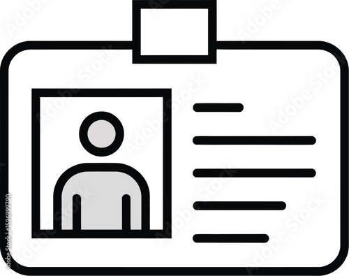 A simple line drawing of an identification badge with a picture and some text lines