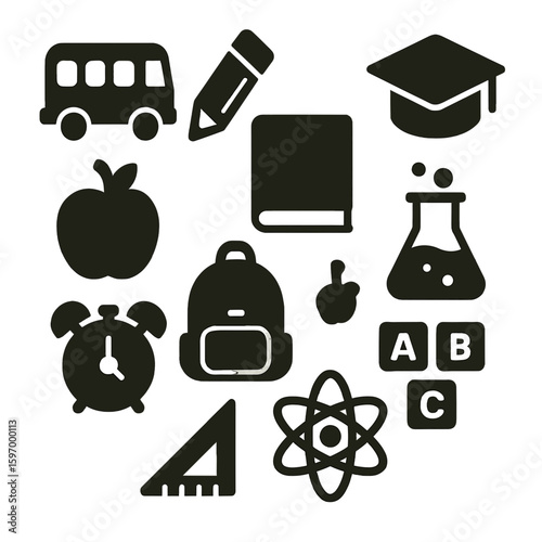 education icon set back to school