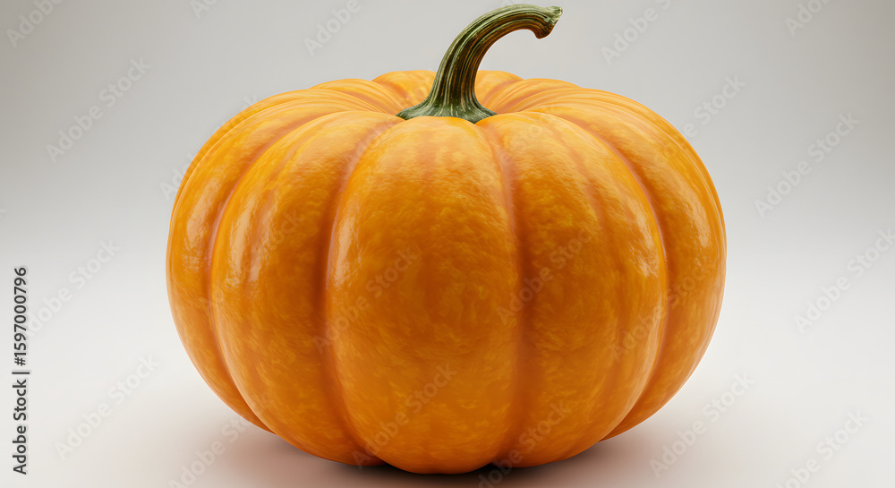 Obraz premium Fresh Orange Pumpkin with a Curved Stem