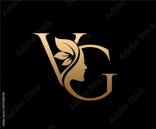 Letter VG Beauty Face Nature Leaf Logo Design