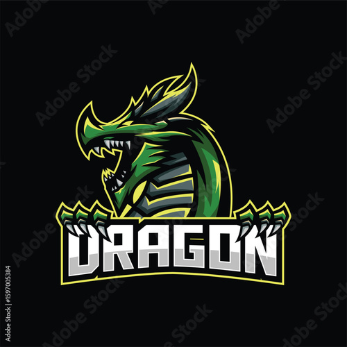 Dragon mascot Esport logo design