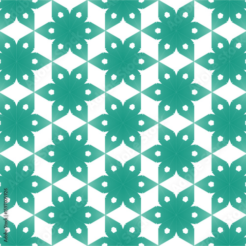 Emerald Green Geometric Kaleidoscope Wallpaper Pattern – Seamless Vector SVG Background