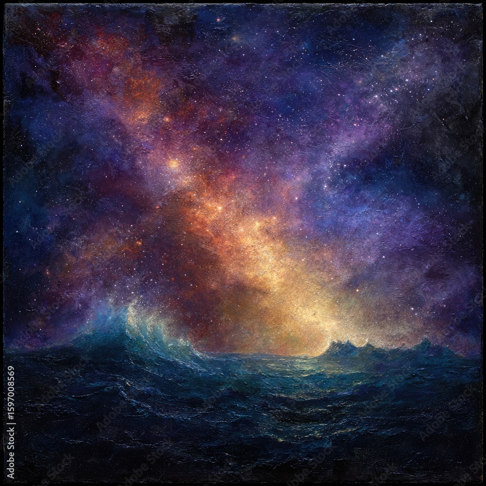 Fototapeta premium Stunning Milky Way Over Ocean At Night