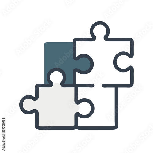 Three interconnected puzzle pieces form a cohesive unit, symbolizing teamwork and problemsolving