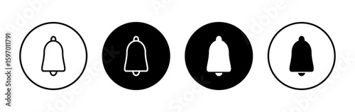 Bell icon symbol for apps and websites. Notification sign and symbol for web site design