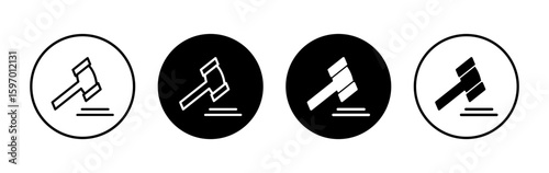 Gavel icon symbol for apps and websites. judge gavel sign and symbol. law icon. auction hammer