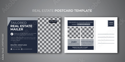 
Modern Real Estate Postcard Template for Corporate Marketing & Direct Mail Design