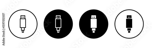 Usb icon symbol for apps and websites. usb charging. Flash disk sign and symbol. flash drive sign.
