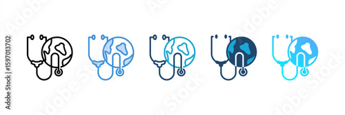 Global Health icon set multiple style collection