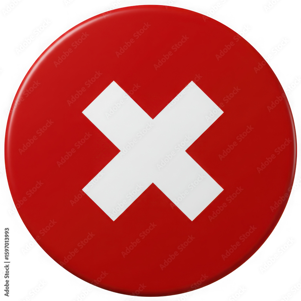 Obraz premium Red circle with white cross isolated on transparent background