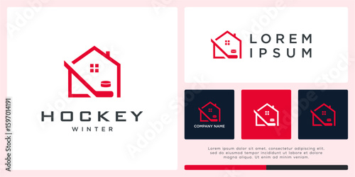 Unique ice hockey logo design template