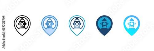Hydrant Location icon set multiple style collection