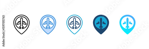 Airport icon set multiple style collection