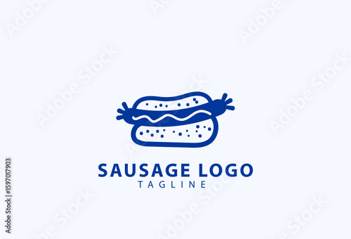 sausage logo design,blue,vector illustration
