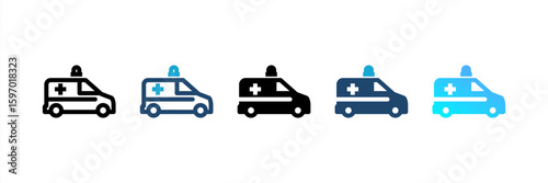 Transportation icon set multiple style collection