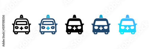 Transportation icon set multiple style collection