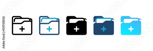 Health Record icon set multiple style collection