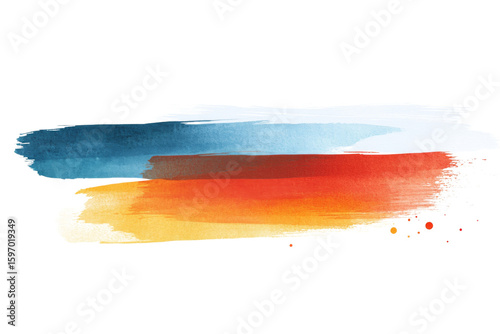 Abstract Watercolor Stripes: A blend of blue red and yellow hues creating a vibrant and artistic streak of color ideal for backgrounds