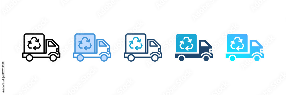 Fototapeta premium Recycle Van icon set multiple style collection