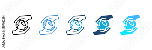 Earth Day icon set multiple style collection