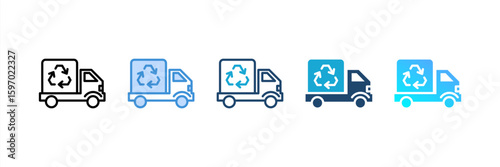 Recycle Van icon set multiple style collection