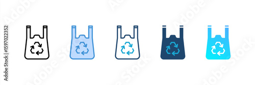 Plastic Recycling icon set multiple style collection