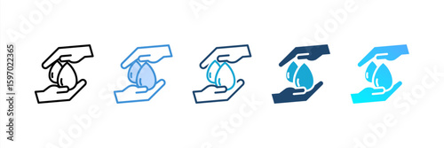 Water Care icon set multiple style collection