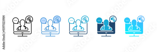 Doctor Consultation icon set multiple style collection